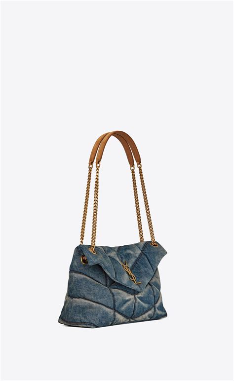 ysl puffer bag gold hardware|YSL small denim puffer bag.